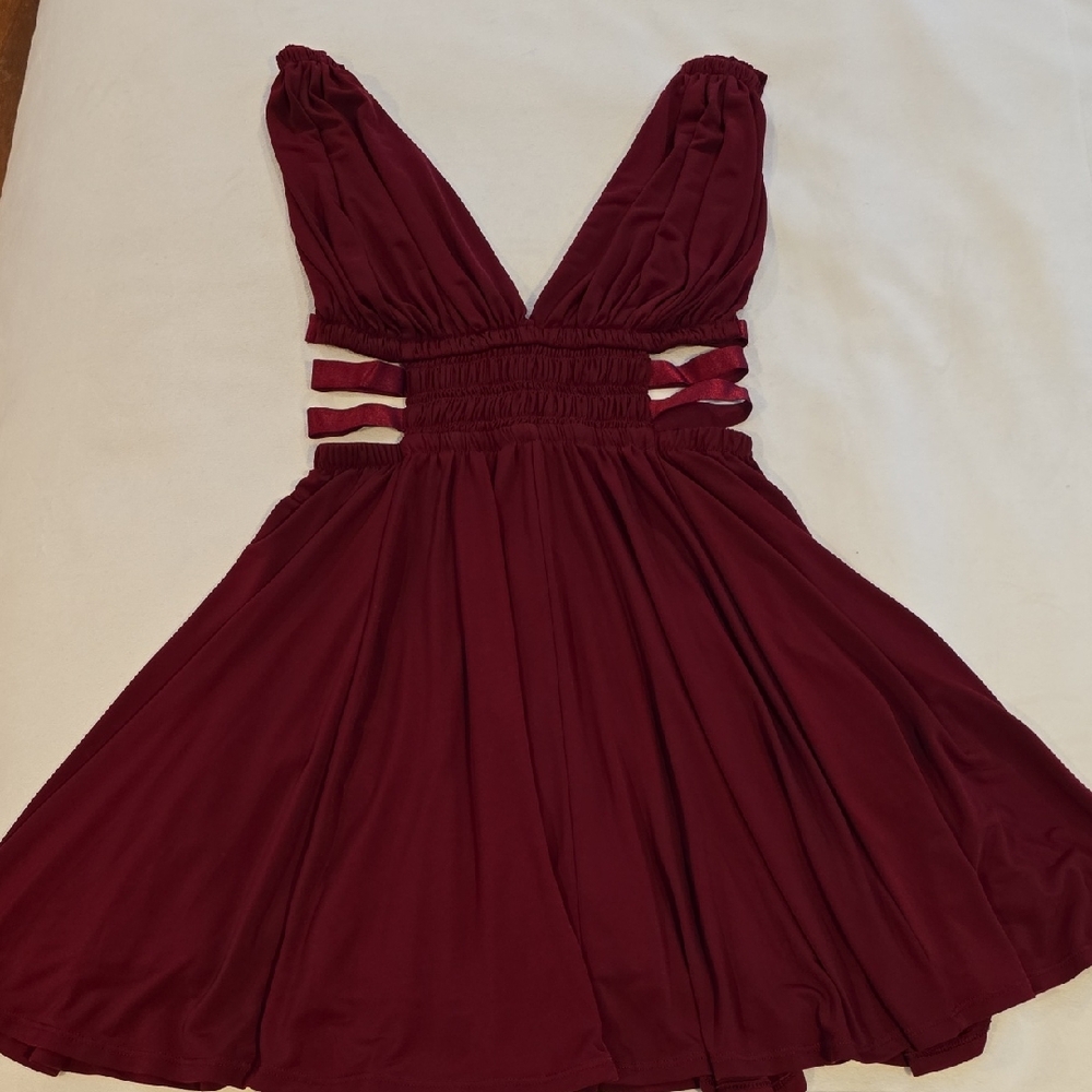 Express Burgundy Backless Dress